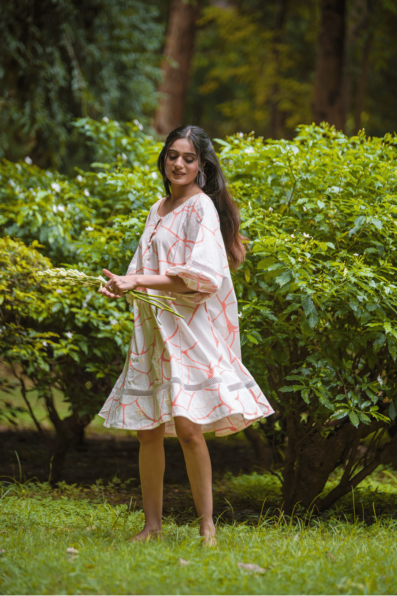 Beige Anti-Fit Cotton Dress