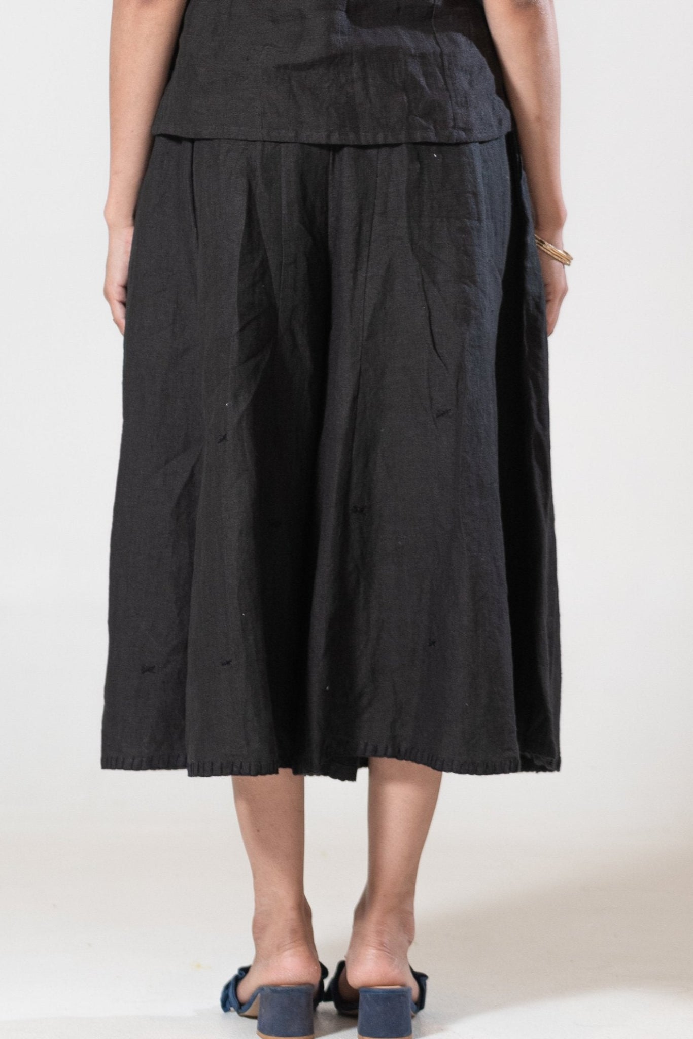 Hand and Machine Embroidered Linen Culottes