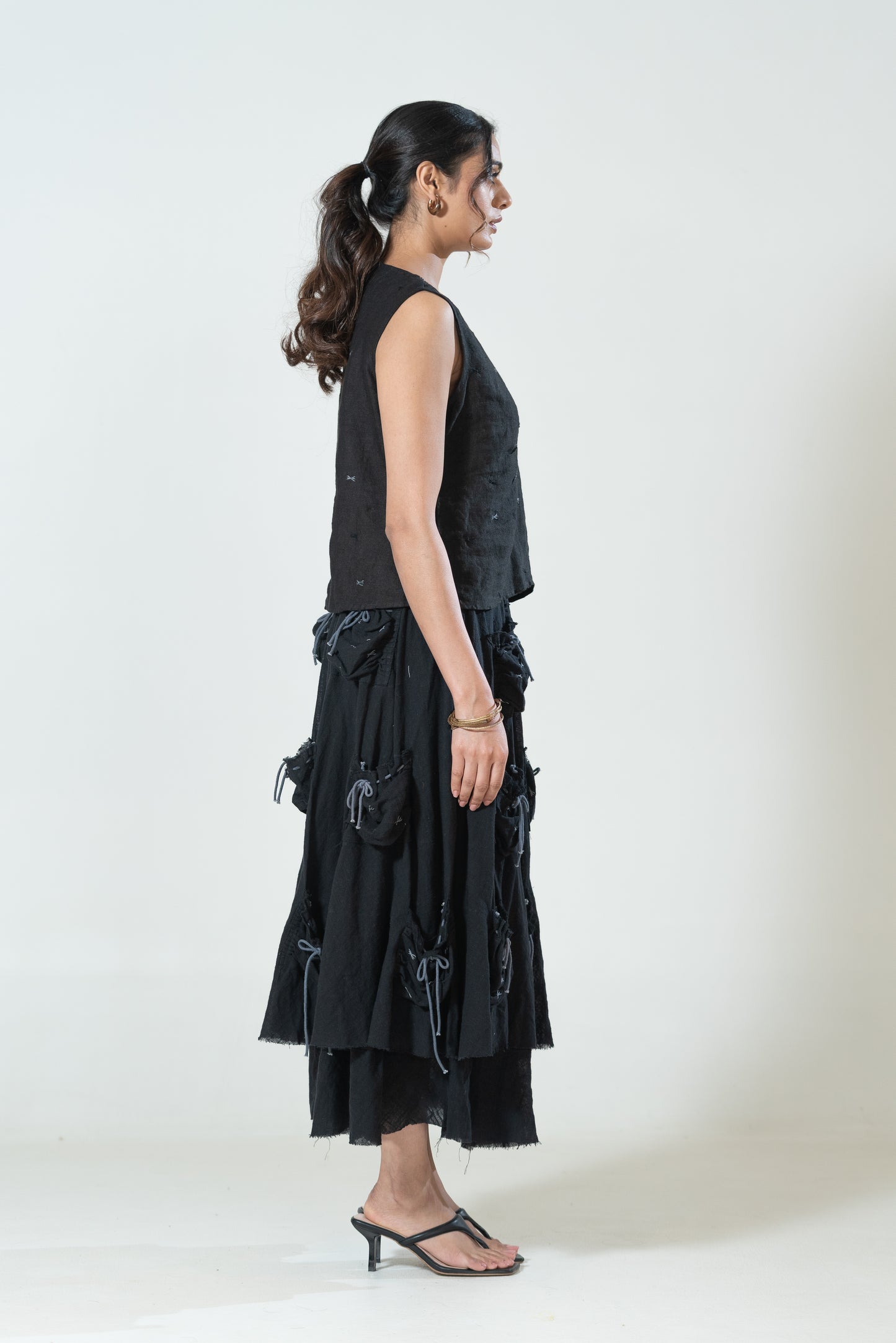 Cotton Double-layered Pocketful Skirt