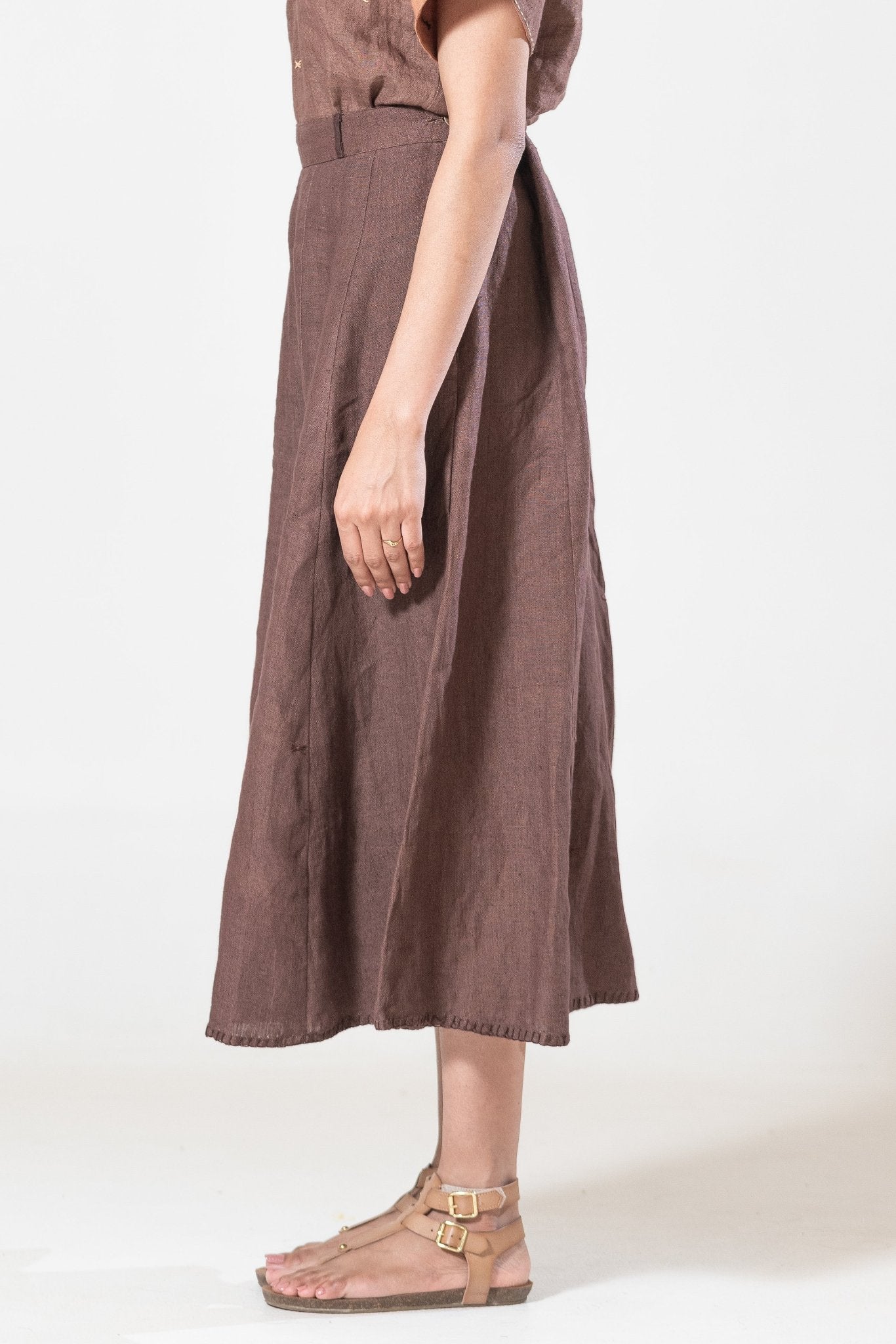 Hand and Machine Embroidered Linen Culottes