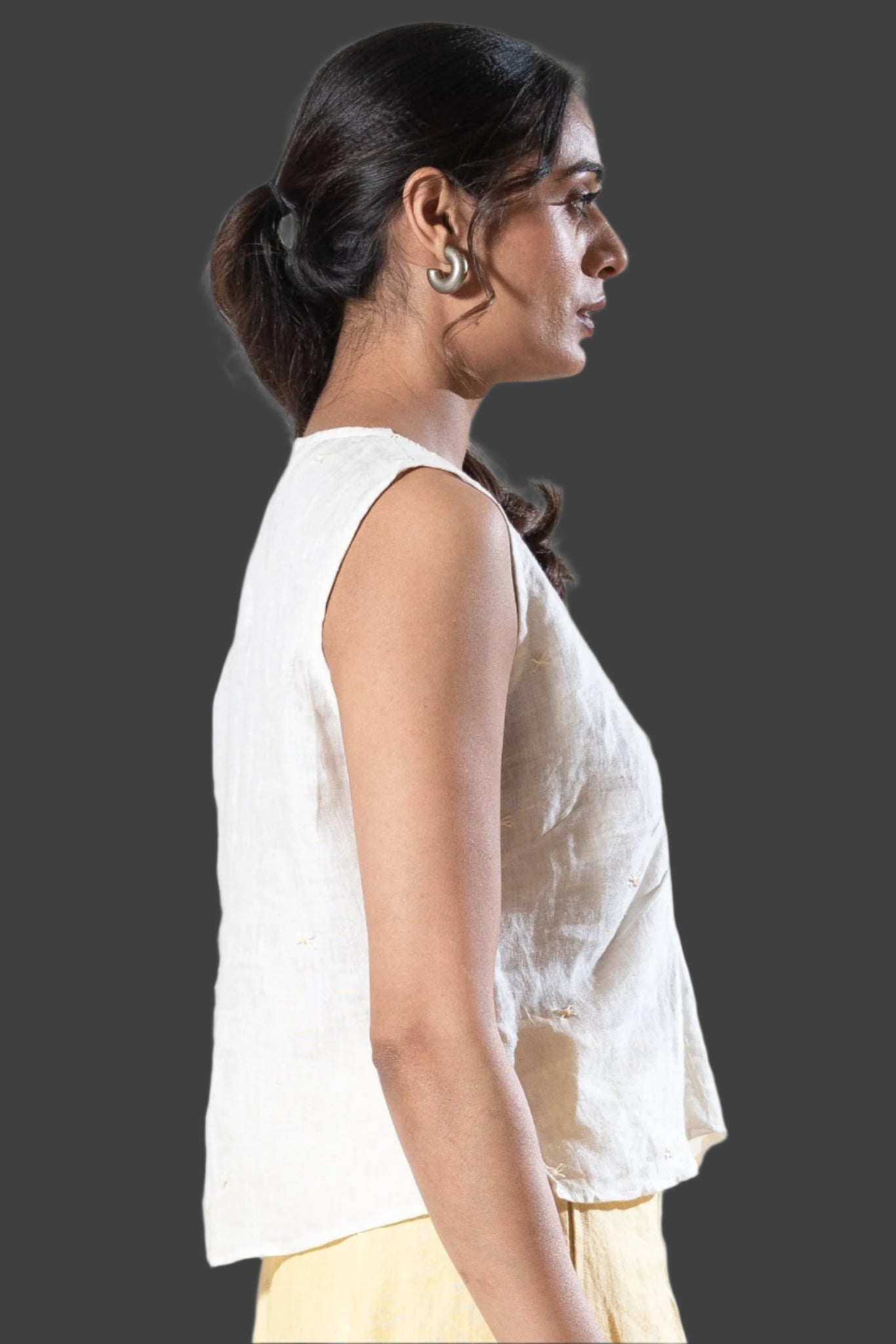 Linen Embroidered Top