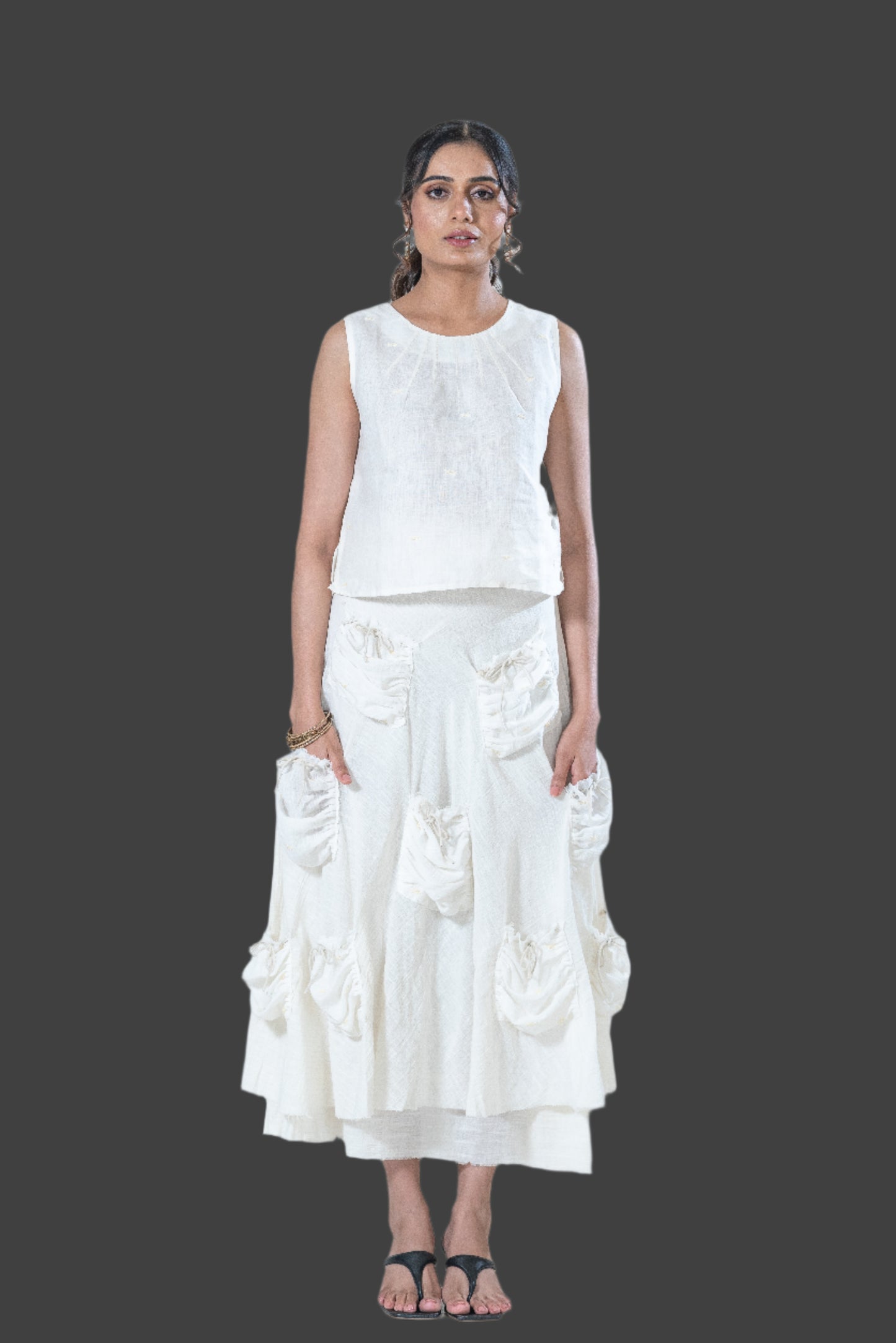 Cotton Double-layered Pocketful Skirt