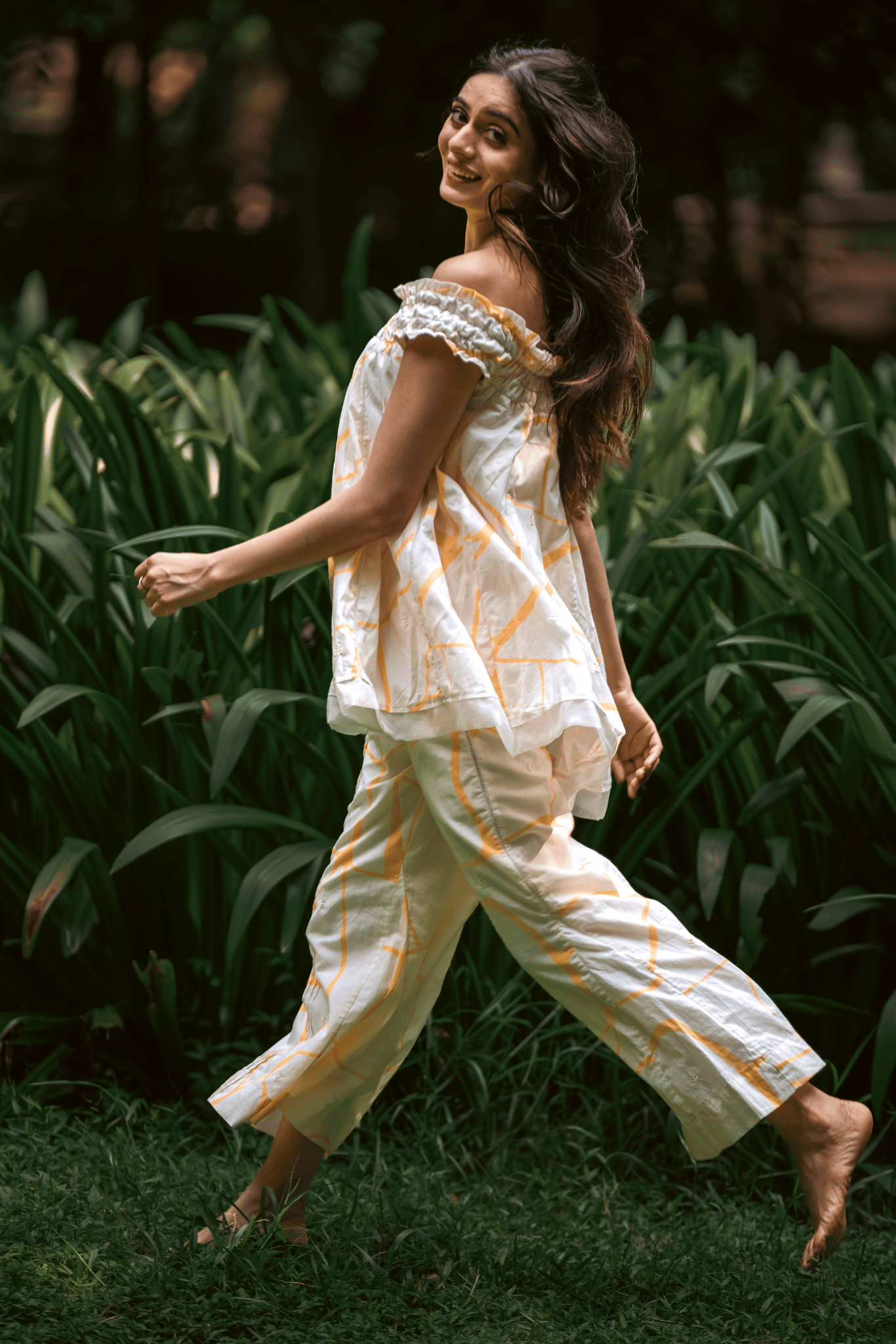 Beige Off-Shoulder Co-ord Set