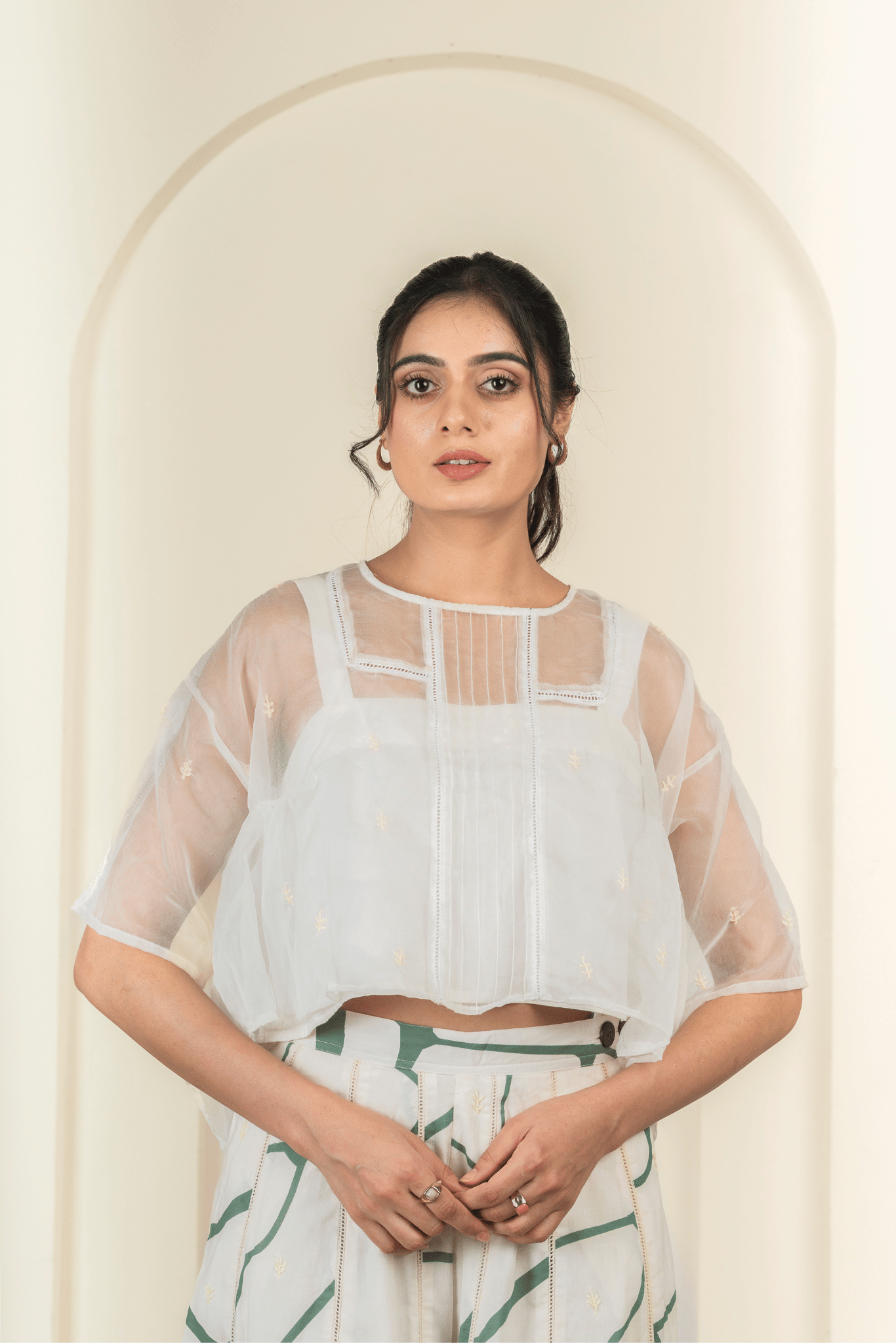 Sheer Organza Embroidered Top