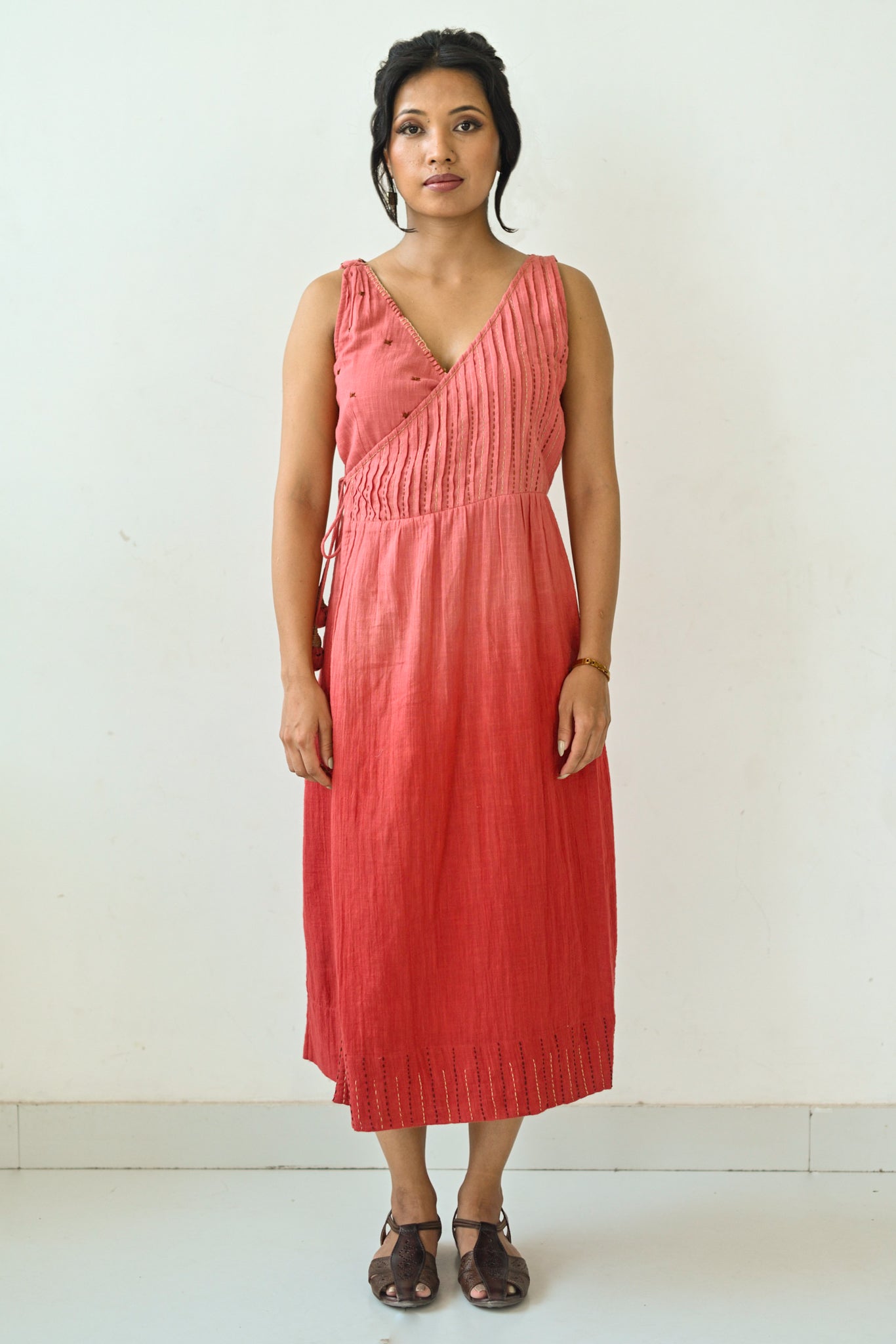 Ombre Cotton Tie-on Dress