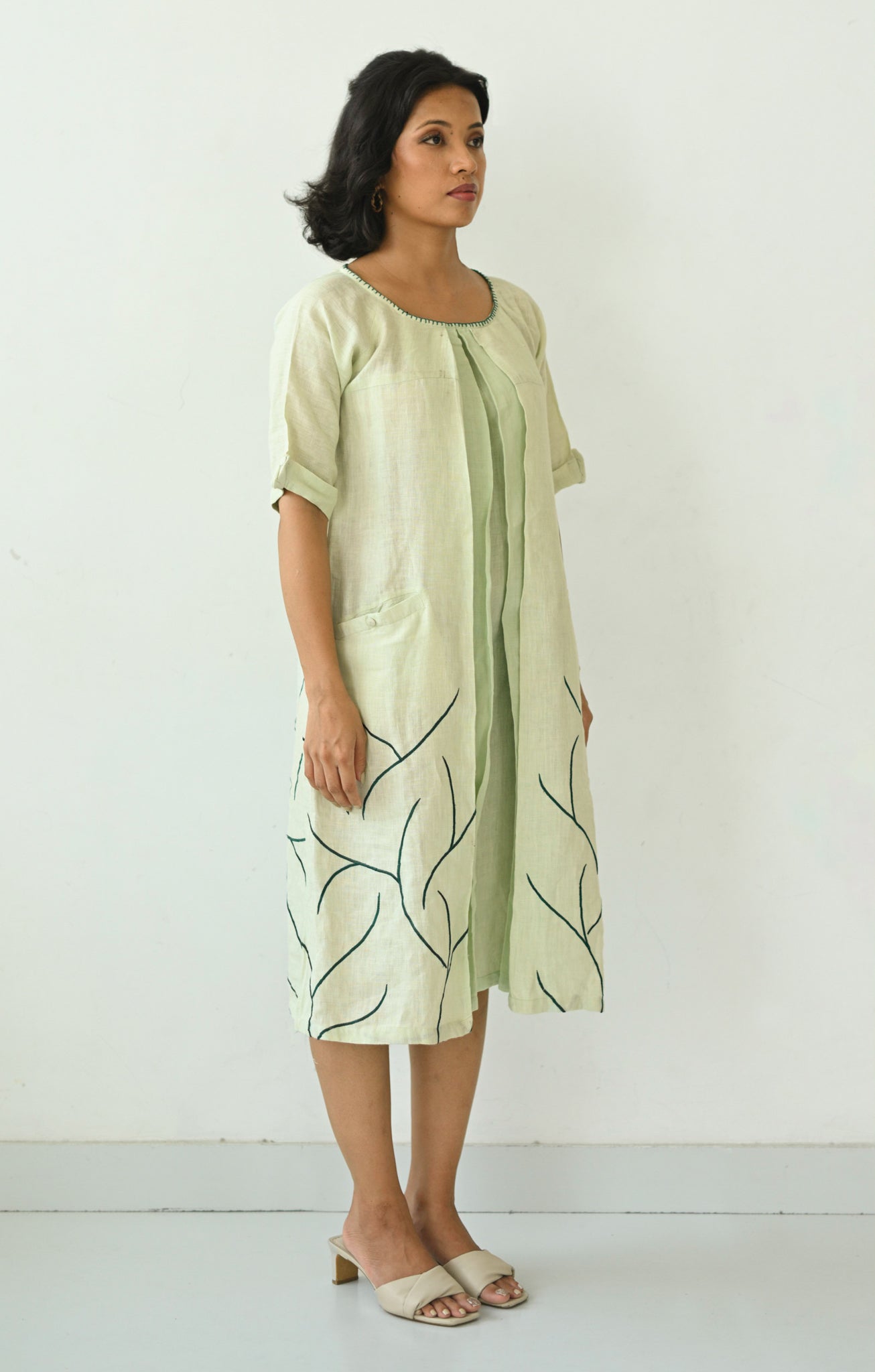 Pastel Green Linen Anti-fit Dress