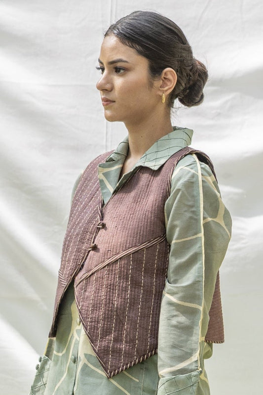 Hand embroidered Kantha reversible jacket for women
