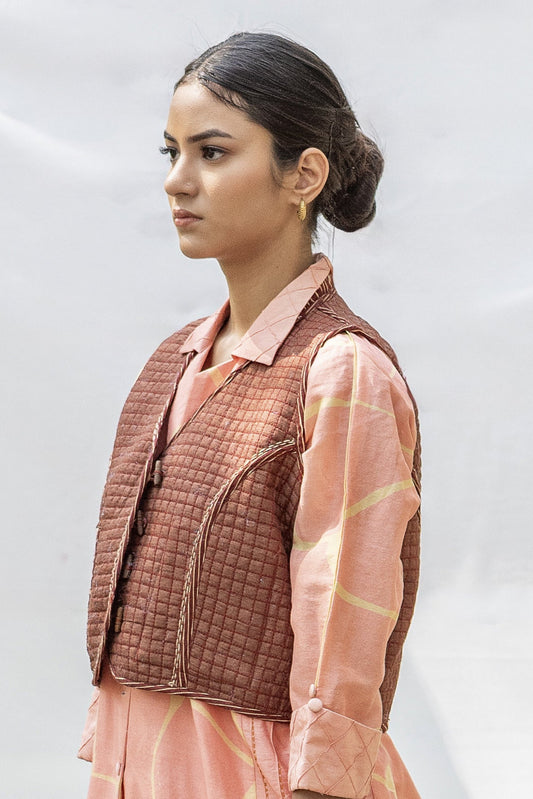 Hand embroidered Kantha jacket with kintsugi print