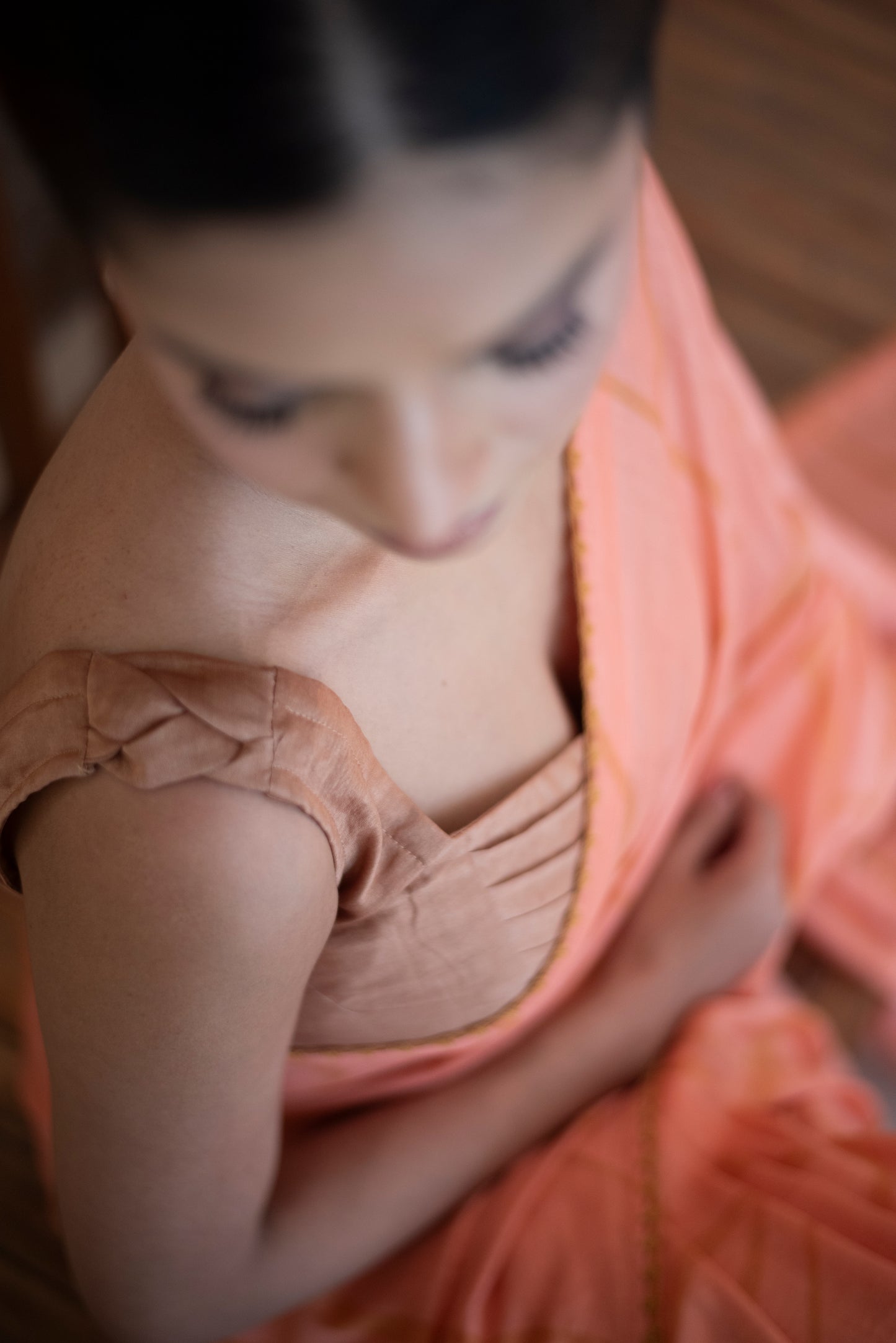 Brown Chanderi Silk Sleeveless Blouse