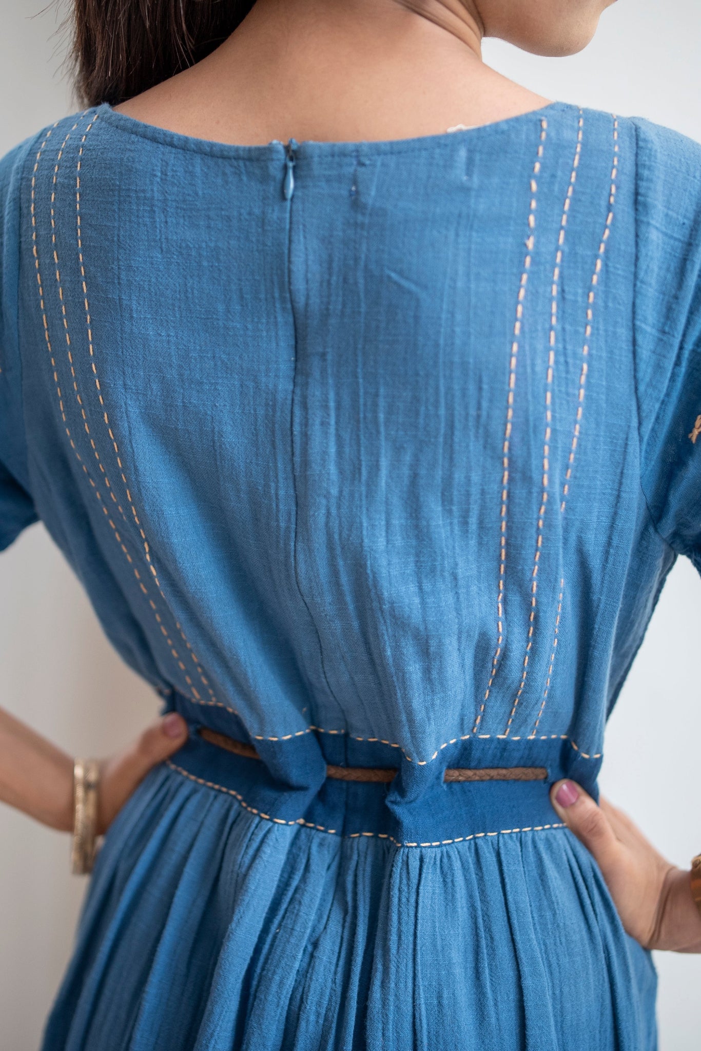 Ombre Indigo Blue Kintsugi Inspired Dress