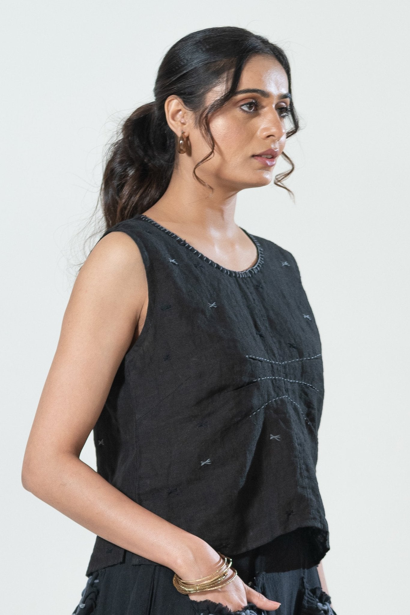 Linen Embroidered Top