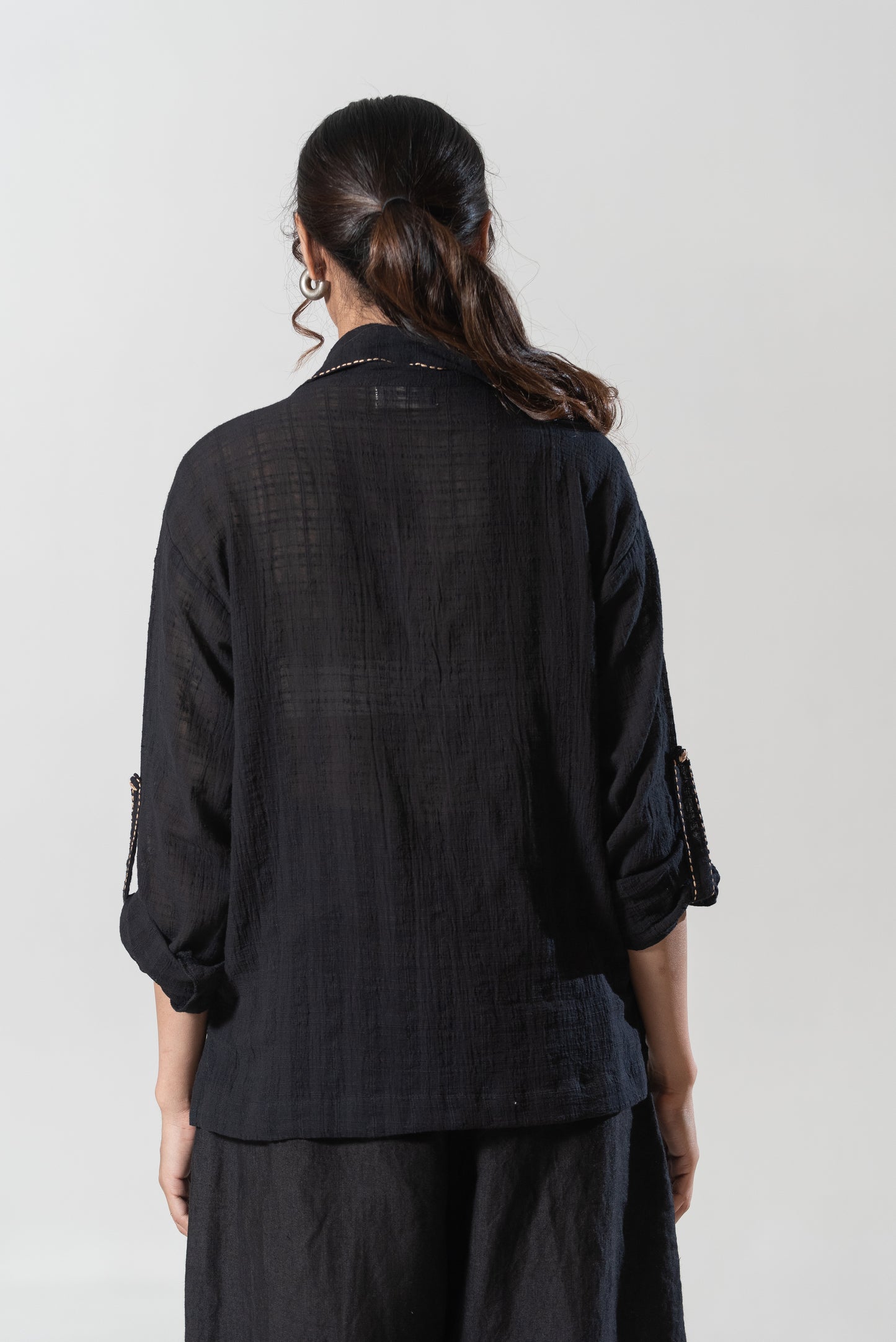 Long Shirt With Peter Pan Style Collar