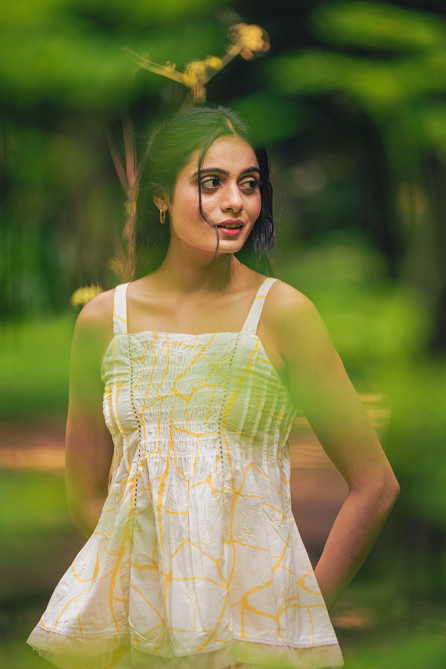 Beige Honeycomb Strappy Top