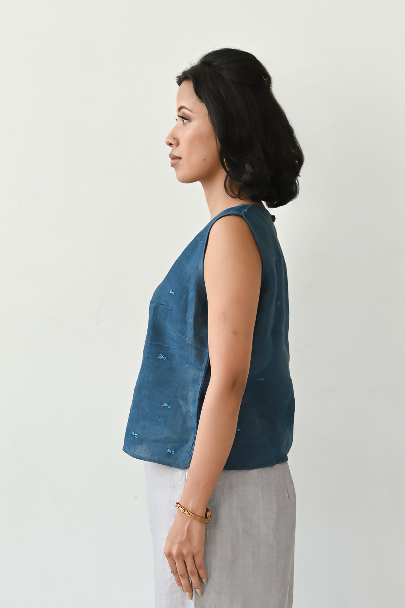 Linen Embroidered Top