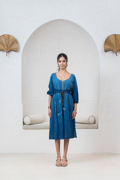 Ombre Indigo Blue Kintsugi Inspired Dress