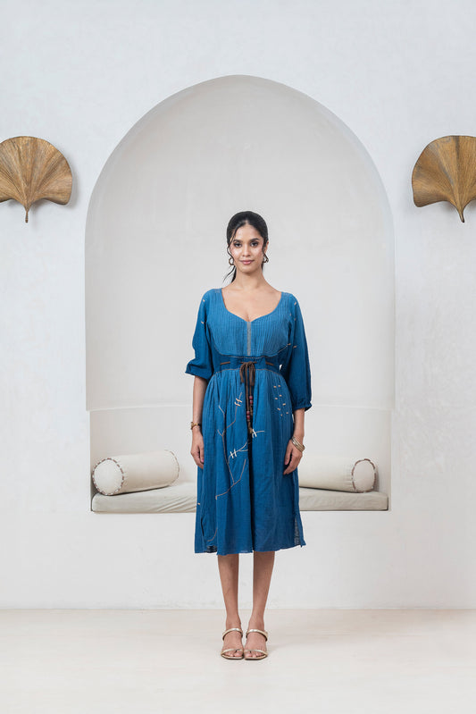 Ombre Indigo Blue Kintsugi Inspired Dress