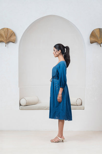 Ombre Indigo Blue Kintsugi Inspired Dress