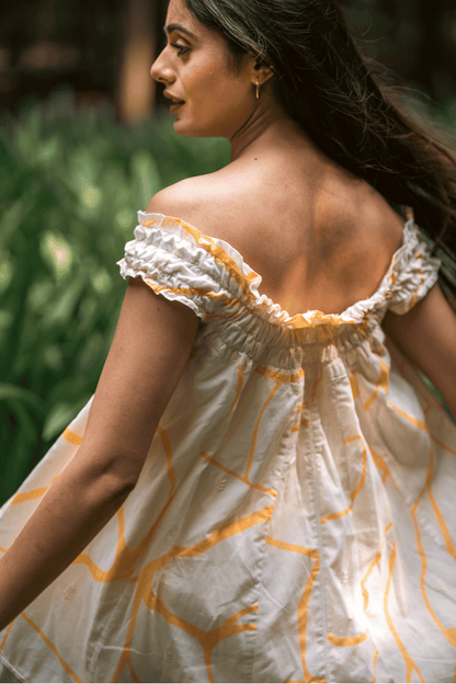 Beige Honeycomb Off-Shoulder Top