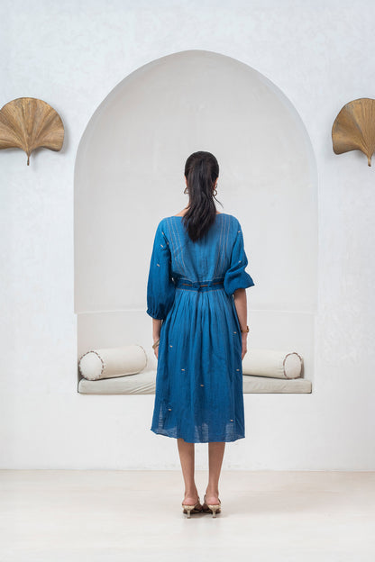 Ombre Indigo Blue Kintsugi Inspired Dress