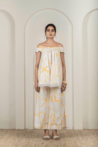 Beige Off-Shoulder Co-ord Set