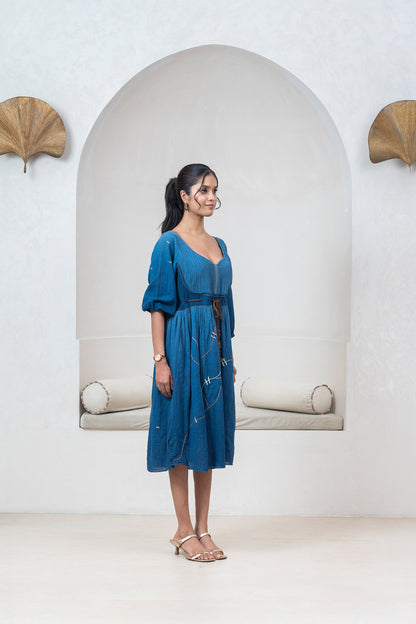 Ombre Indigo Blue Kintsugi Inspired Dress