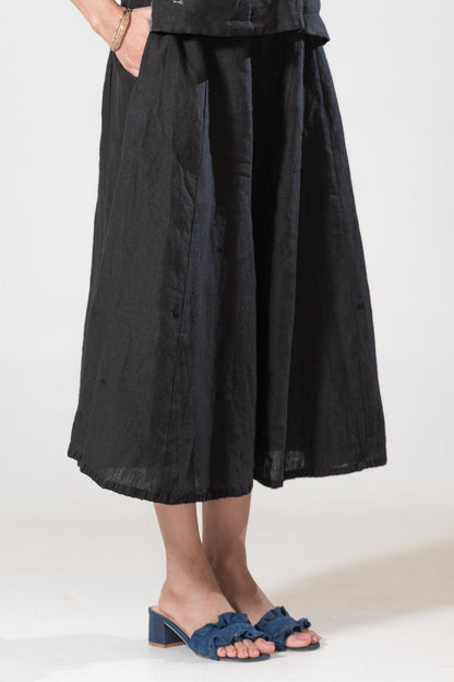 Hand and Machine Embroidered Linen Culottes