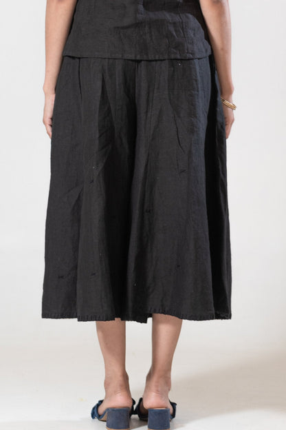 Hand and Machine Embroidered Linen Culottes