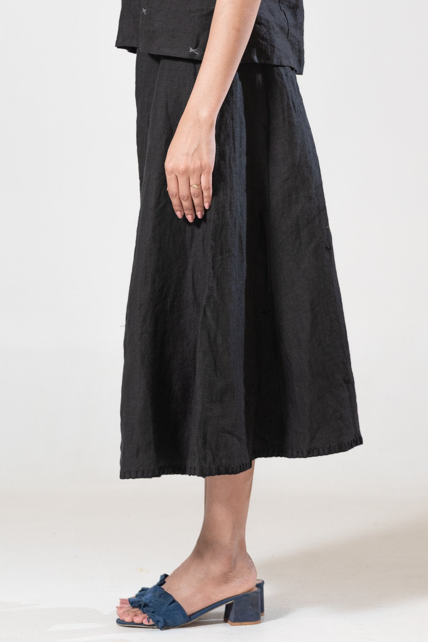 Hand and Machine Embroidered Linen Culottes