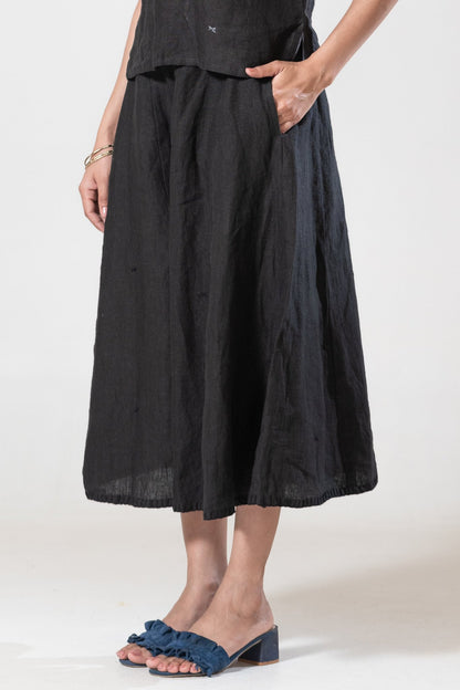 Hand and Machine Embroidered Linen Culottes