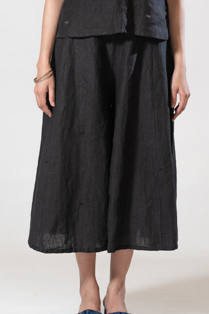 Hand and Machine Embroidered Linen Culottes