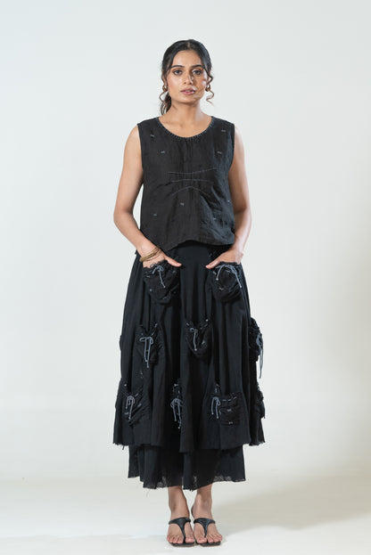 Cotton Double-layered Pocketful Skirt