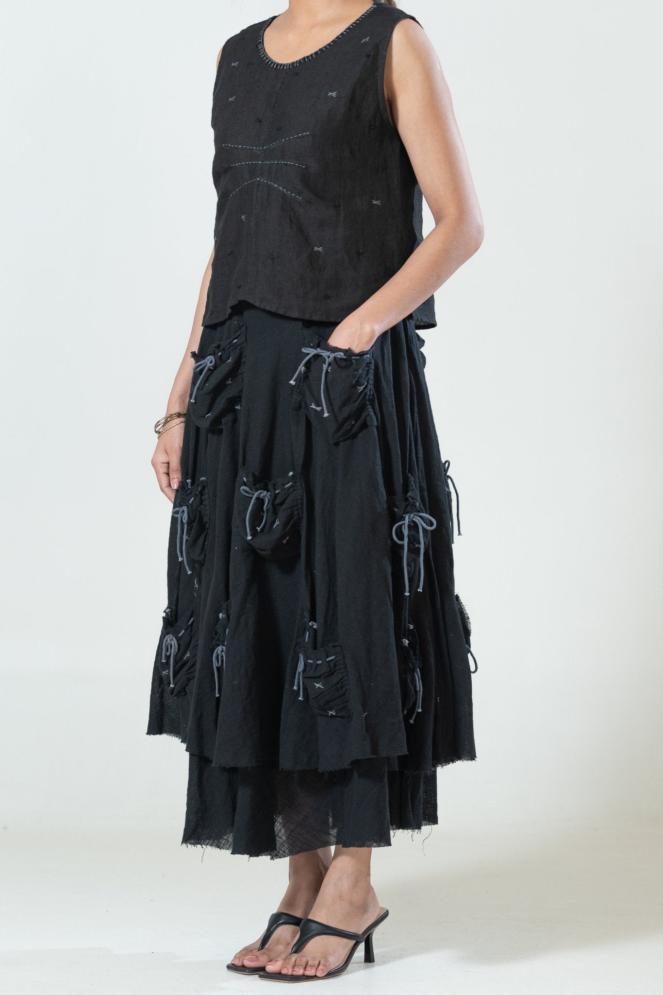 Cotton Double-layered Pocketful Skirt