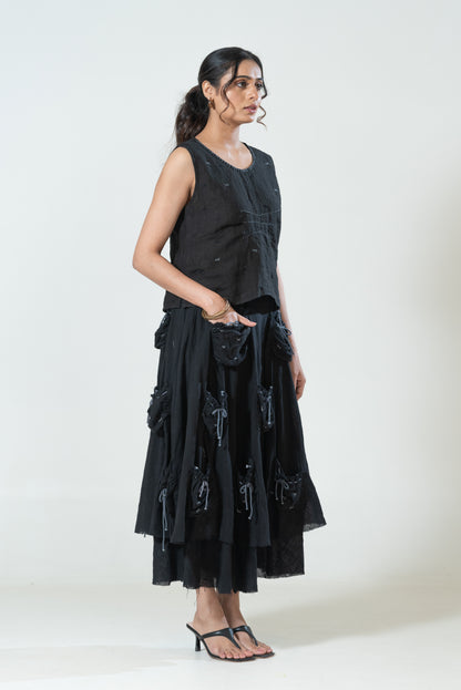 Cotton Double-layered Pocketful Skirt