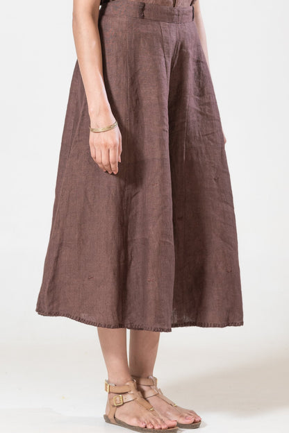 Hand and Machine Embroidered Linen Culottes