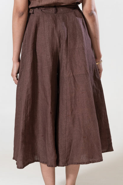 Hand and Machine Embroidered Linen Culottes