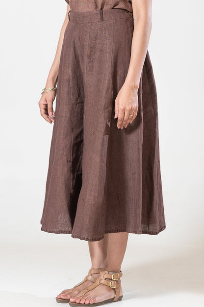 Hand and Machine Embroidered Linen Culottes