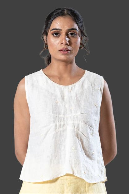 Linen Embroidered Top