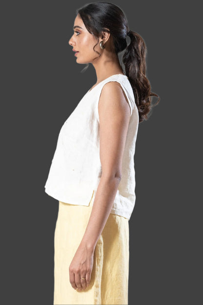 Linen Embroidered Top