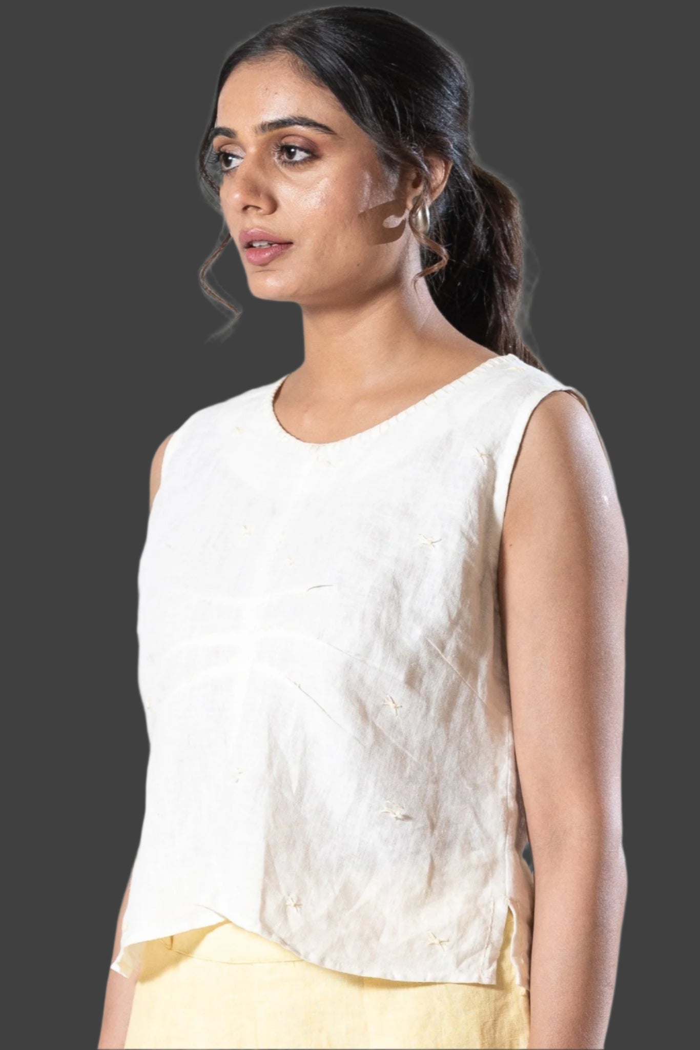 Linen Embroidered Top