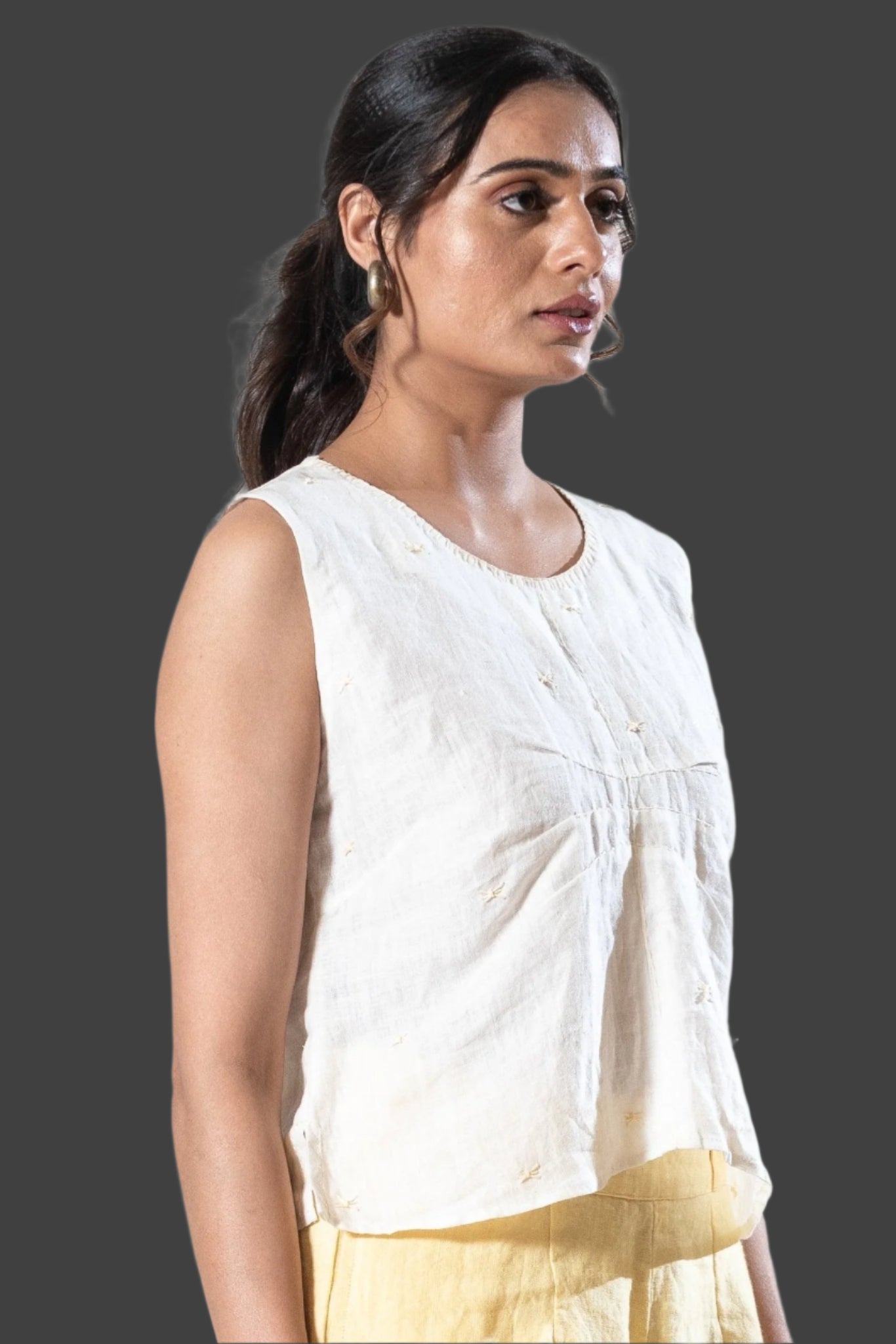 Linen Embroidered Top