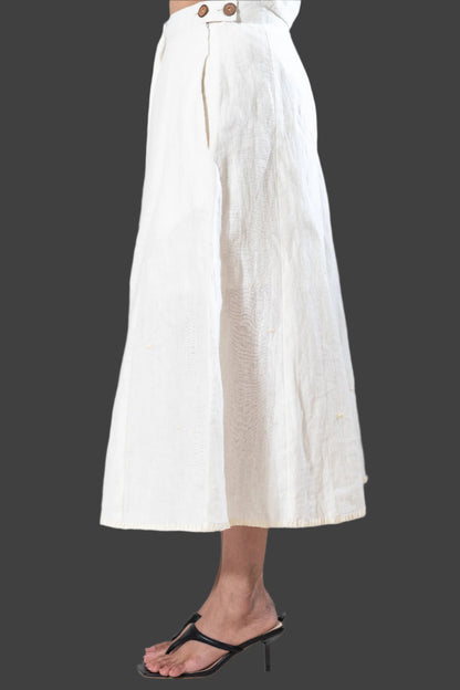 Hand and Machine Embroidered Linen Culottes