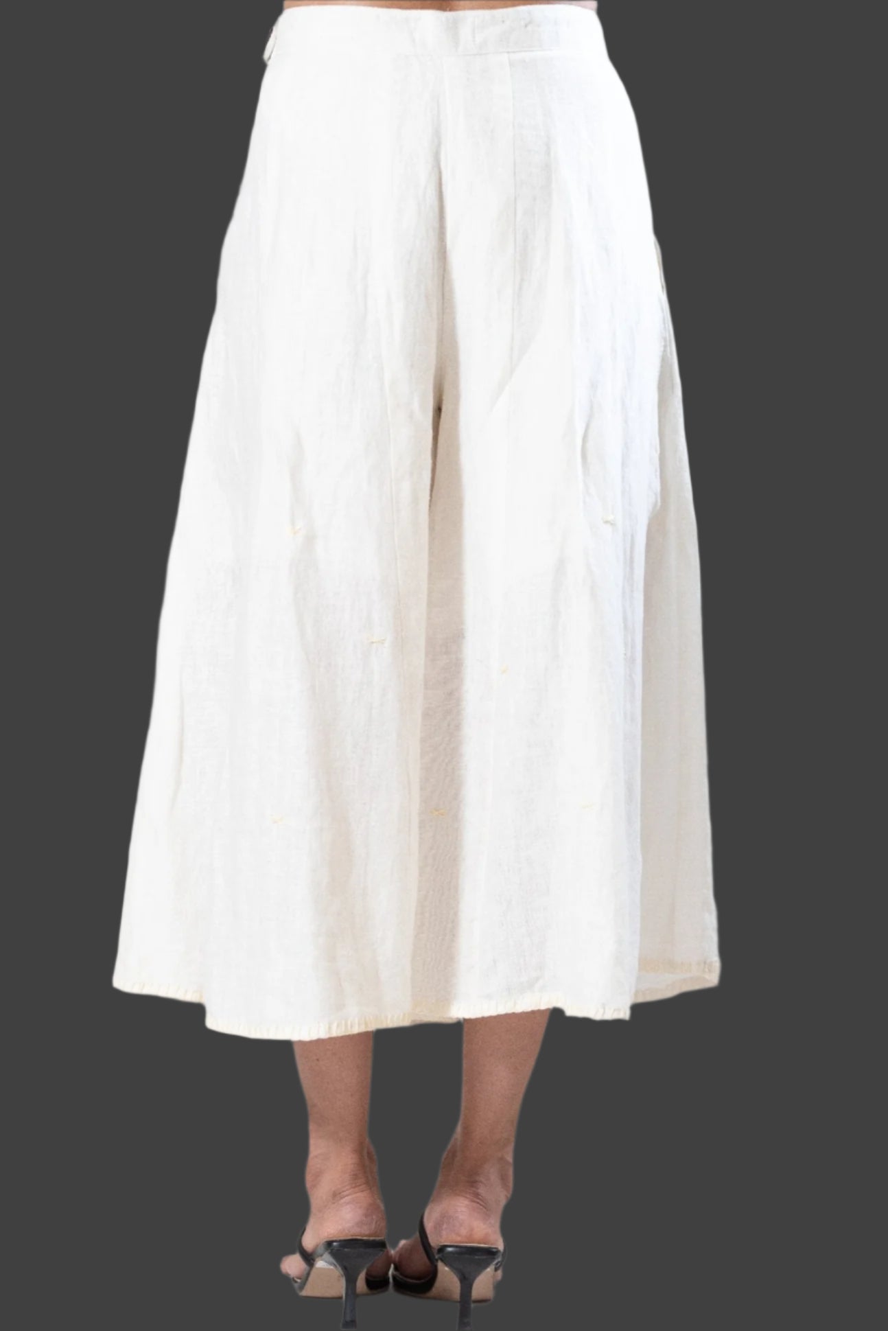 Hand and Machine Embroidered Linen Culottes