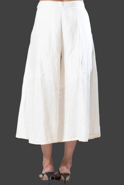 Hand and Machine Embroidered Linen Culottes