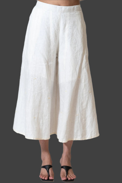 Hand and Machine Embroidered Linen Culottes