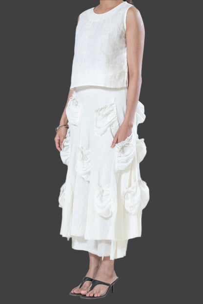 Cotton Double-layered Pocketful Skirt