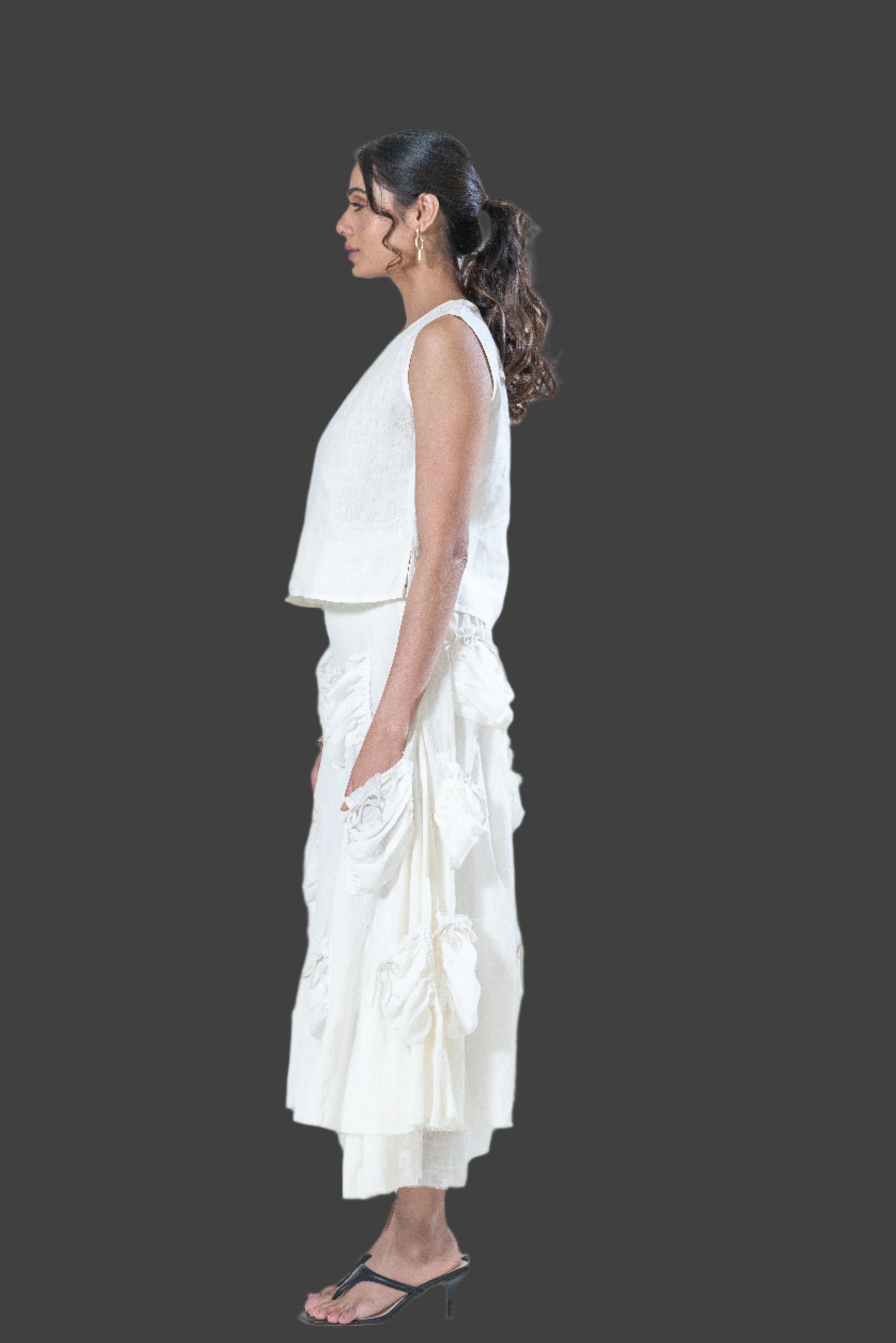 Cotton Double-layered Pocketful Skirt