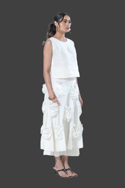 Cotton Double-layered Pocketful Skirt