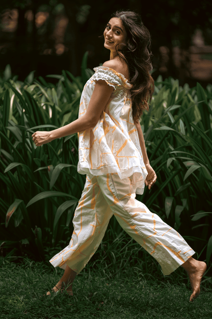 Beige Off-Shoulder Co-ord Set