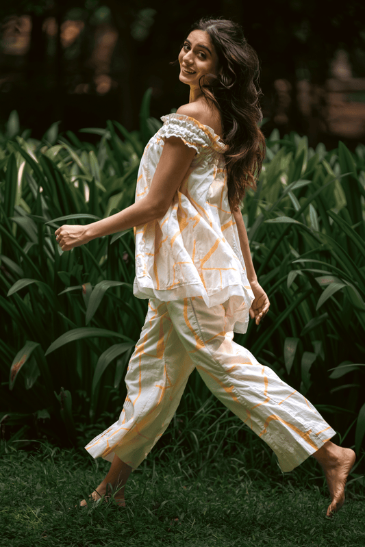 Beige Off-Shoulder Co-ord Set