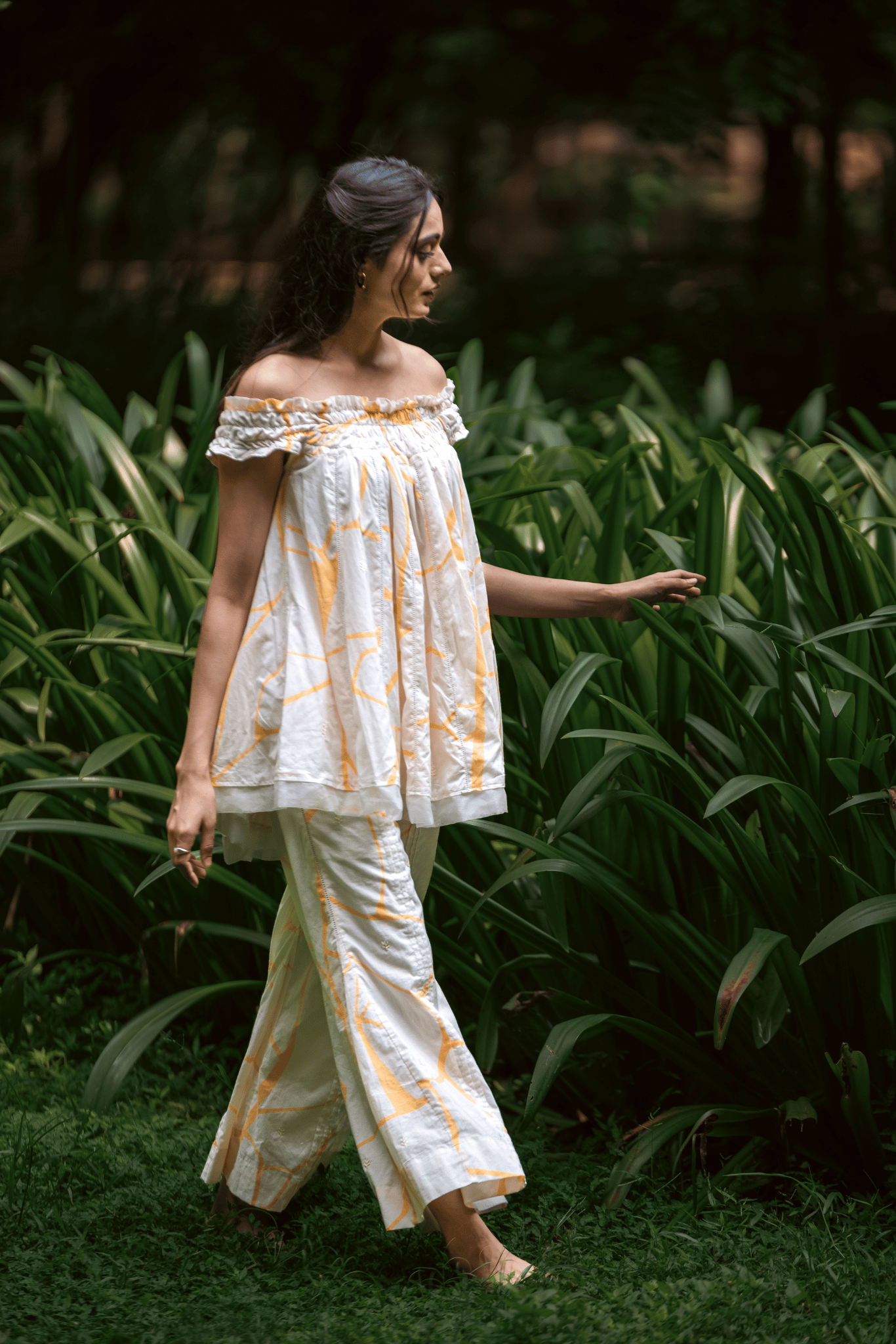 Beige Off-Shoulder Co-ord Set